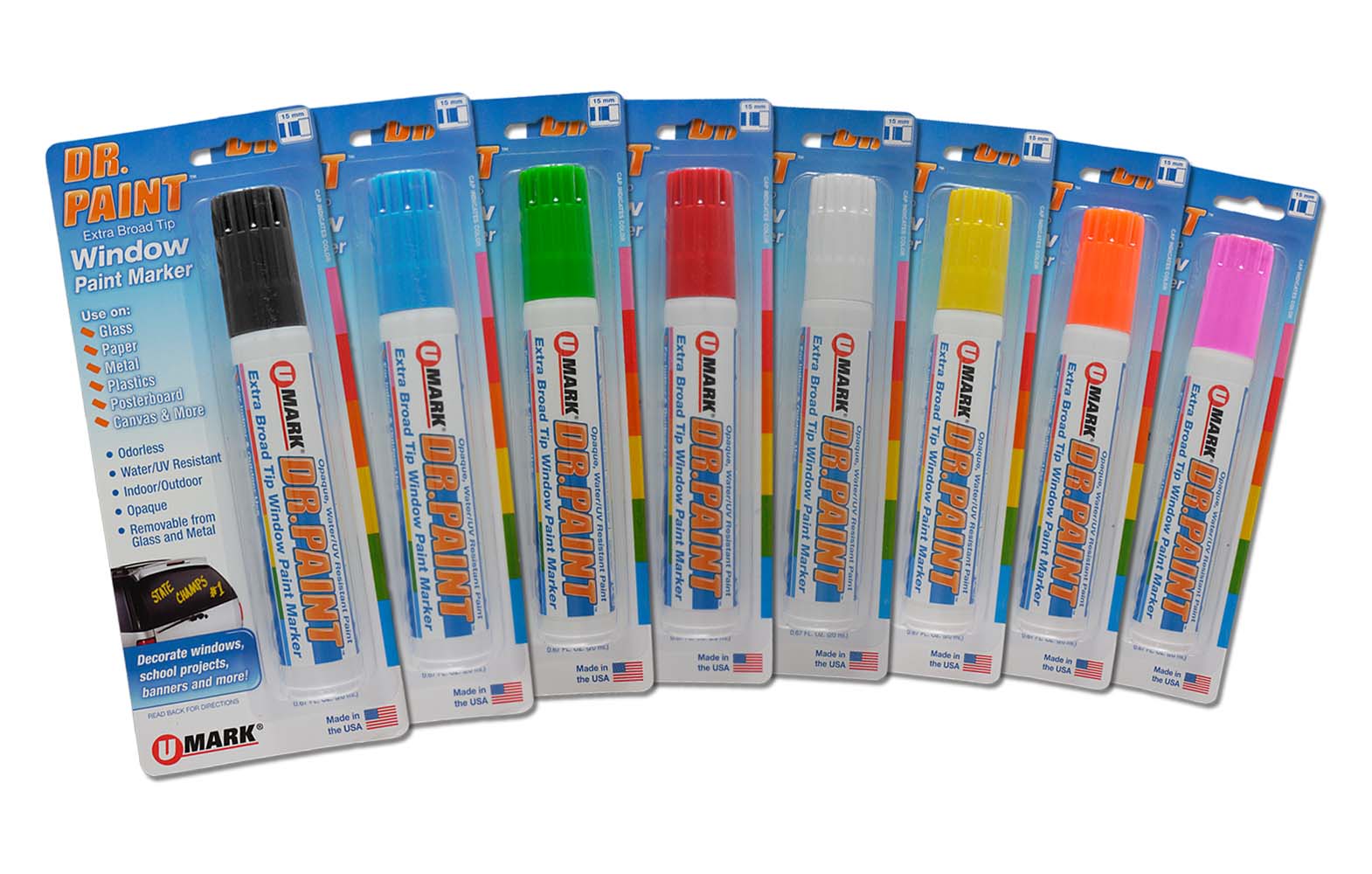 Yellow Dr. Paint Extra Broad Tip Markers, UMark Window Markers, 10886